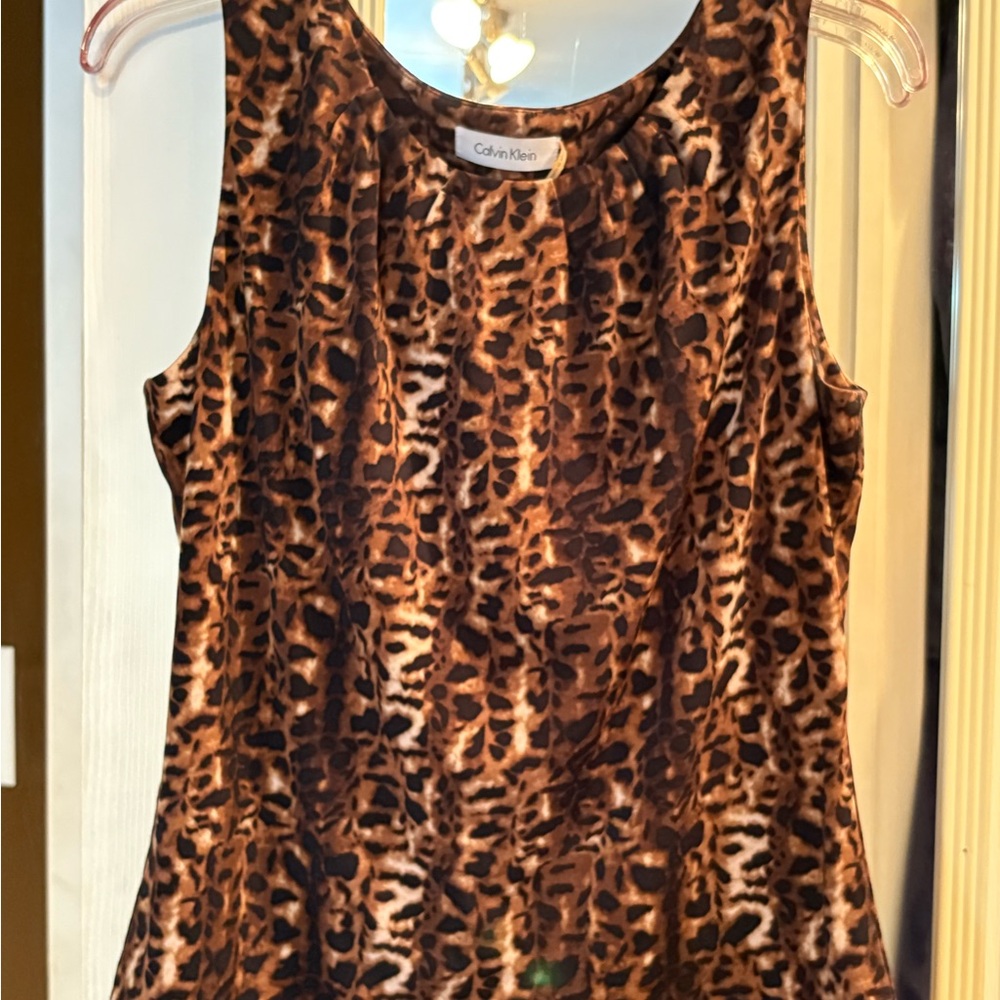 Calvin Klein Black and Brown Fitted Tank Top
